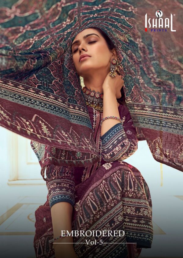 ISHAAL PRINTS EMBROIDERED VOL 5 PAKISTANI SUITS ONLINE WHOLESALE