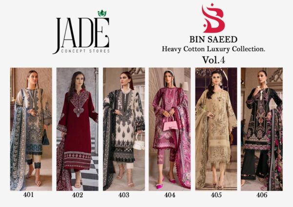 JADE BIN SAEED HEAVY COTTON LUXURY COLLECTION VOLM 4 SUITS CATALOGUE