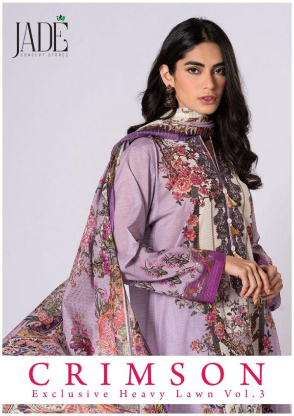 JADE CRIMSON EXCLUSIVE HEAVY LAWN COLLECTION VOL 3 PAKISTANI SUITS