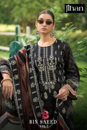 JIHAN PRESET BIN SAEED LAWN COLLECTION VOL 7 PURE LAWN COTTON PAKISTANI SUITS