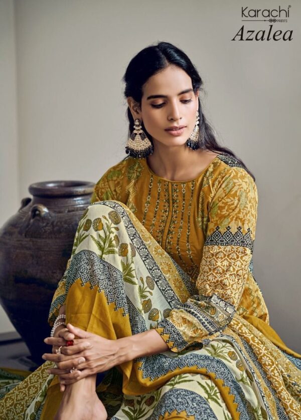 KARACHI AZALEA COTTON PAKISTANI UNSTICHED SALWAR SUITS SUPPLIER