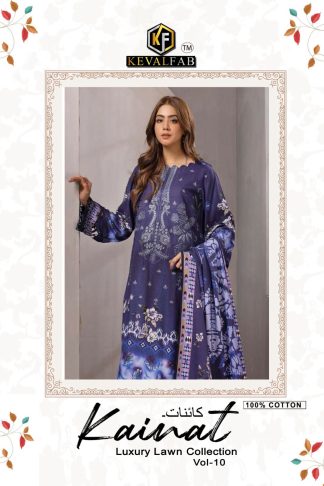 KEVAL FAB KAINAT VOL-10 PAKISTANI LAWN COTTON SUITS WHOLESALE