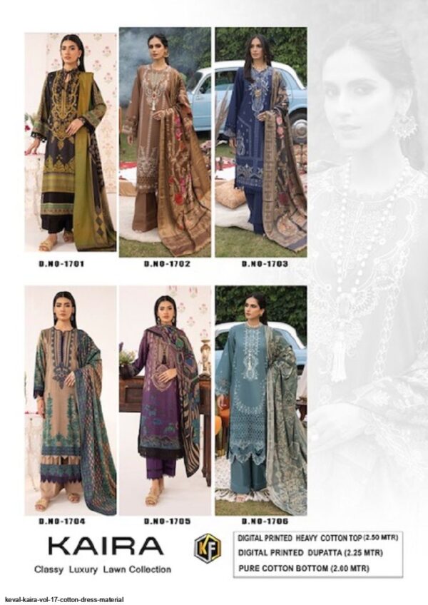 KEVAL FAB KAIRA VOL 17 LAWN COTTON PAKISTANI DRESS MATERIAL CATALOGUE