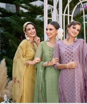 LILY & LALI CHIKAN KARI ORGANZA SALWAR SUITS CATALOGUE SUPPLIER