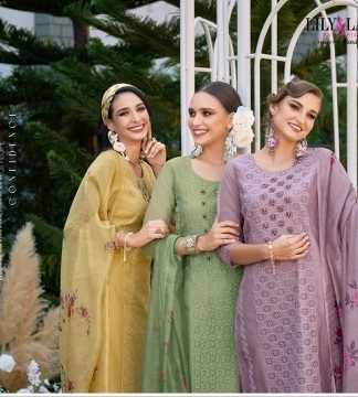 LILY & LALI CHIKAN KARI ORGANZA SALWAR SUITS CATALOGUE SUPPLIER