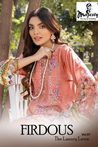 MAJESTY FIRDOUS LAXURY LAWN VOL 7 PATCH EMBROIDER WORK SUITS ONLINE