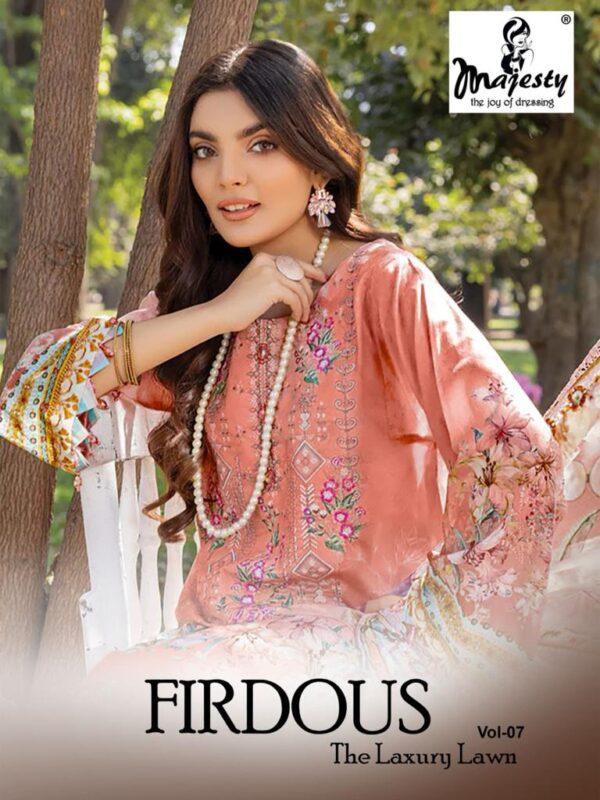 MAJESTY FIRDOUS LAXURY LAWN VOL 7 PATCH EMBROIDER WORK SUITS ONLINE