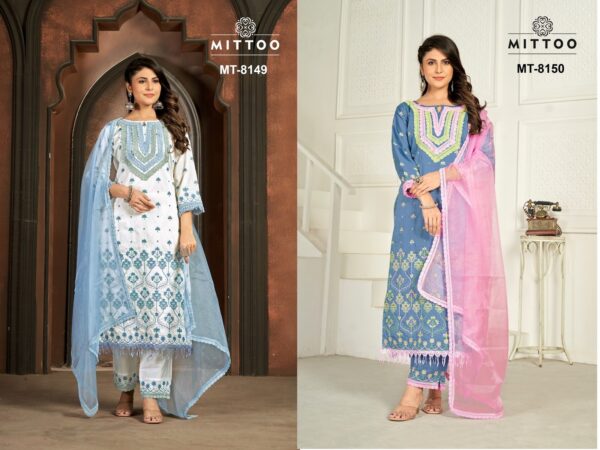 MITTOO VISCOSE CHANDERI 8149 TO 8150 LATEST SALWAR SUITS WHOLESALE