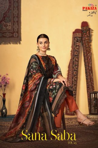 PAKIZA PRINTS SANA SABA VOL-25 LAWN COTTON WITH KASHMIRI NECK SUITS