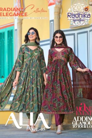 RADHIKA LIFE STYLE ALIA VOL 5 MASLIN READYMADE KURTI WHOLESALE