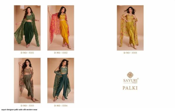 SAYURI DESIGNER PALKI PURE SATIN SILK SHRUG SET CATALOGUE