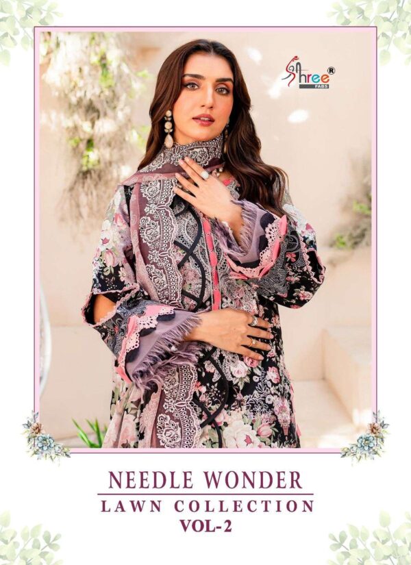 SHREE FABS NEEDLE WONDER LAWN COLLECTION VOL 2 PAKISTANI SUITS SUPPLIER