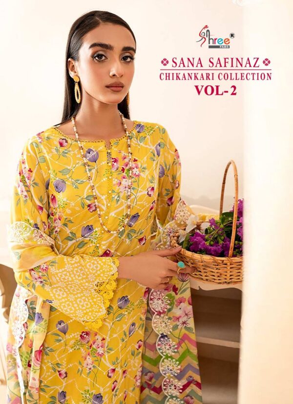 SHREE FABS SANA SAFINAZ CHIKANKARI COLLECTION VOL-02 PAKISTANI SUITS DEALER