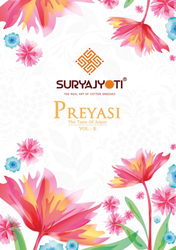 SURYAJYOTI'S PREYASI VOL-6 NEW JAIPURI PRINT CATALOGUE DRESS MATERIAL