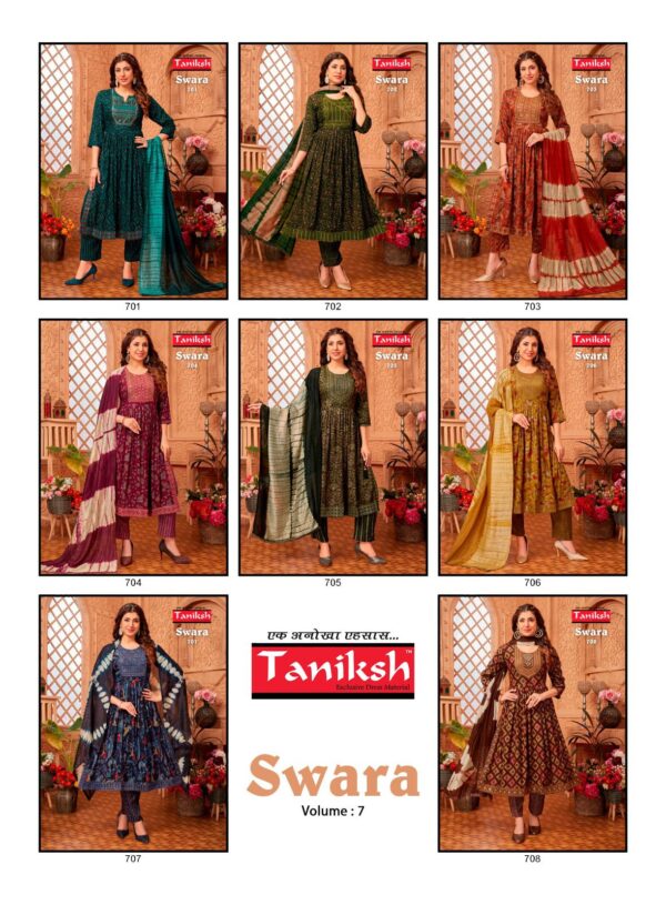 TANIKSH SWARA VOL 7 NYRA CUT READYMADE KURTI CATALOGUE