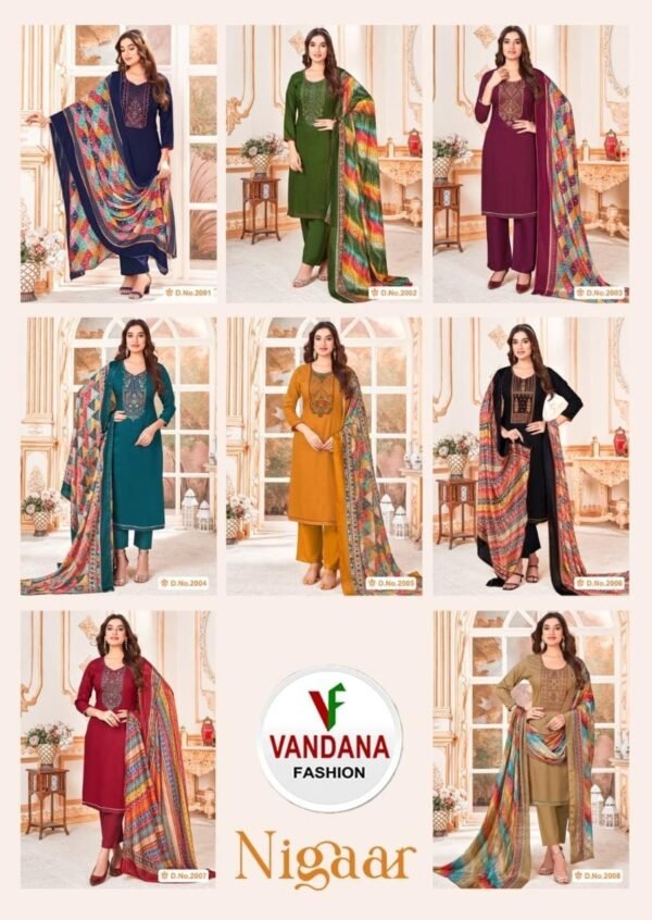 VANDANA FASHION NIGAAR VOL 2 RAYON DESIGNER SALWAR SUITS SURAT SUPPLIER