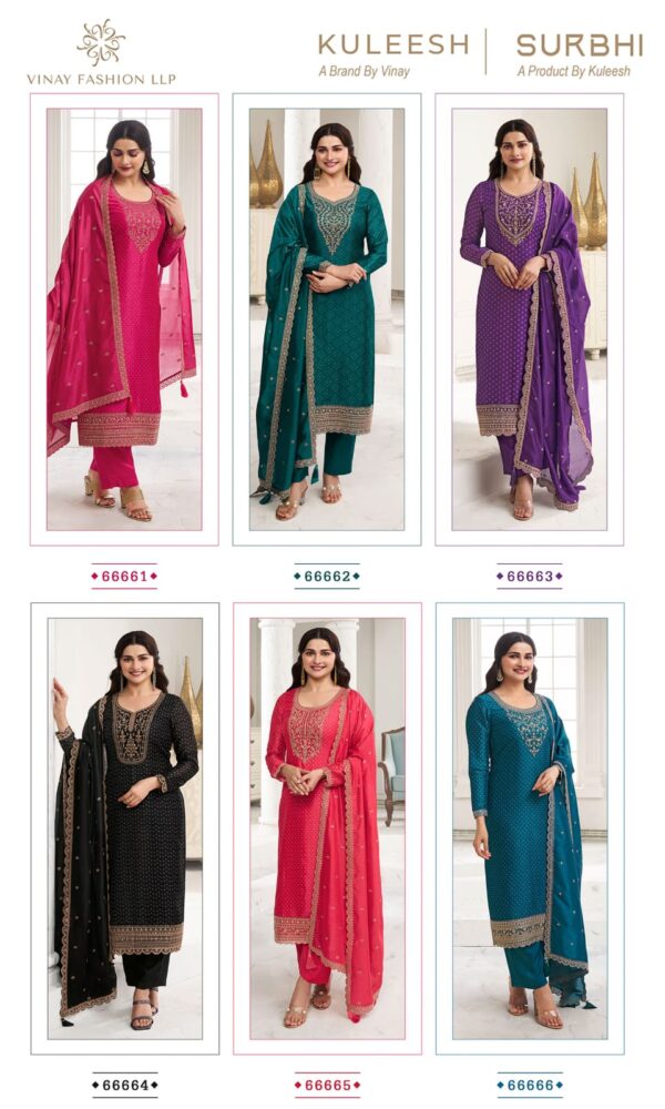 VINAY FASHION KULEESH SURBHI SILK GEORGETTE SALWAR SUITS CATALOGUE