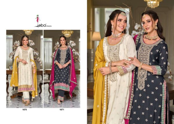 EBA LIFESTYLE SENISA 1670 TO 1671 READYMADE PREMIUM SILK HEAVY WORK SALWAR SUITS