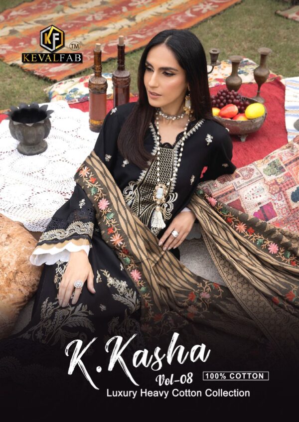 KEVAL FAB K KASHA VOL 8 KARACHI COLLECTION WITH EXPANSIVE DESINGER SUITS ONLINE