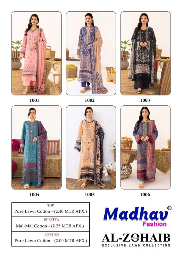 MADHAV FASHION AL-ZOHAIB VOL 1 LAWN WHOLESALE PAKISTANI SUITS