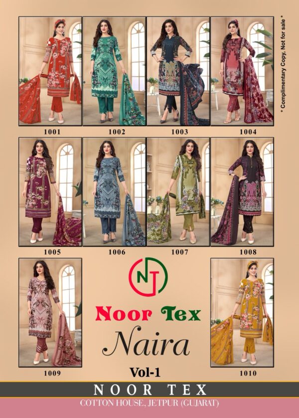 NOOR DESIGNER NAIRA VOL 1 PURE COTTON DRESS MATERIAL WHOLESALE