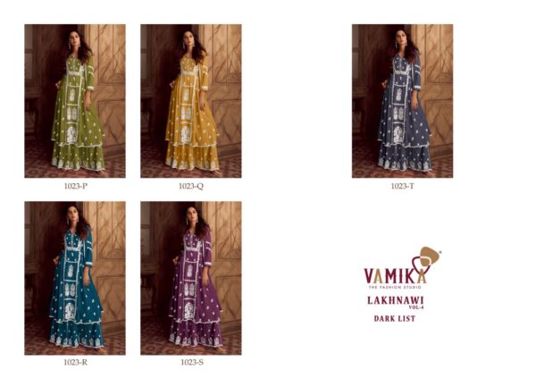 VAMIKA LAKHNAVI VOL 4 D.NO.1023P 1023T DARK COLOR WHOLESALE SUITS ONLINE