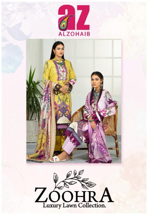 AL ZOHAIB AZ 01 TO 06 HEAVY LUXURY LAWN COLLECTION PAKISTANI SUITS ONLINE