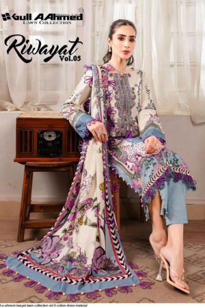 GULL AAHMED RIWAYAT VOL-05 PURE LAWN COTTON PAKISTANI SUITS