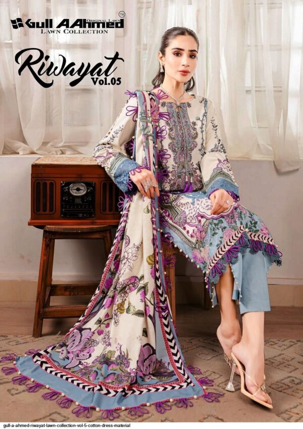 GULL AAHMED RIWAYAT VOL-05 PURE LAWN COTTON PAKISTANI SUITS