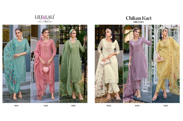 LILY & LALI CHIKANKARI ORGANZA READYMADE SALWAR SUITS ONLINE SUPPLIER (2)