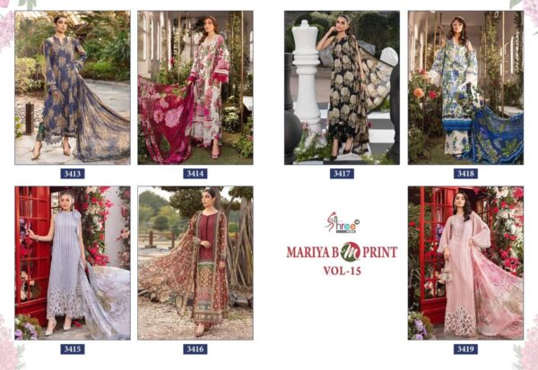 SHREE FABS MARIA B M PRINT VOL-15 PAKISTANI SUITS NEW CATALOGUE