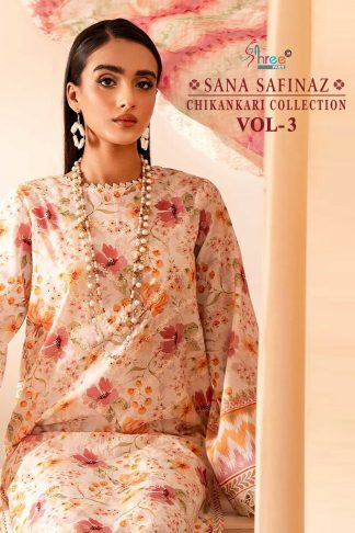 SHREE FABS SANA SAFINAZ CHIKANKARI COLLECTION VOL-3 CATALOGUE SUITS DESING