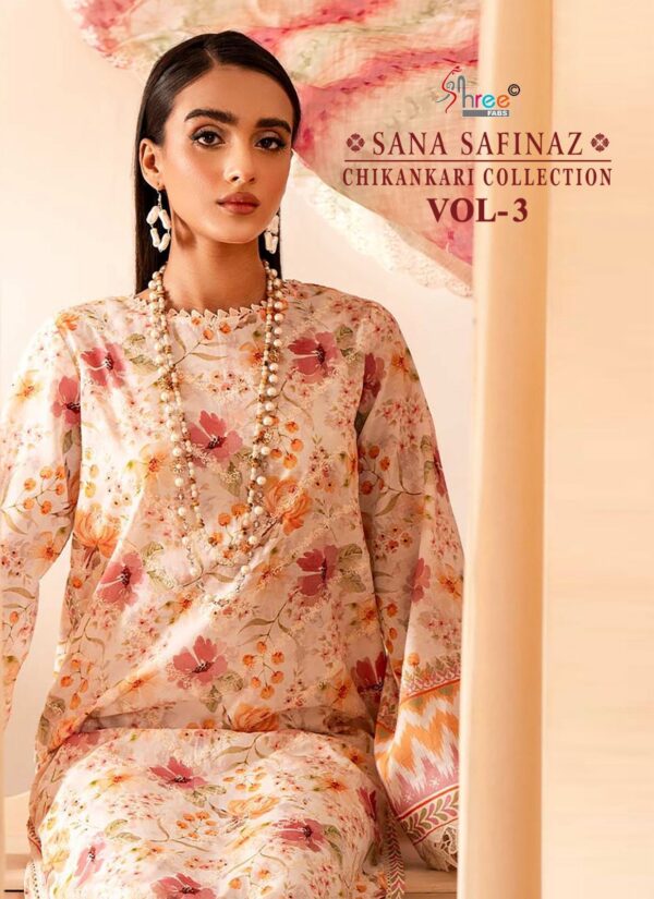 SHREE FABS SANA SAFINAZ CHIKANKARI COLLECTION VOL-3 CATALOGUE SUITS DESING