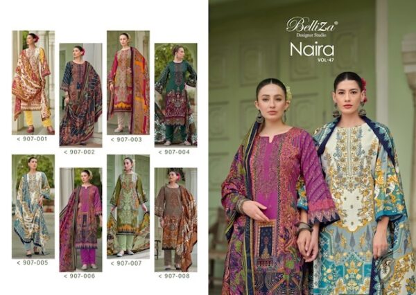 BELLIZA NAIRA VOL-47 907 COTTON WHOLESALE PAKISTANI SUITS ONLINE