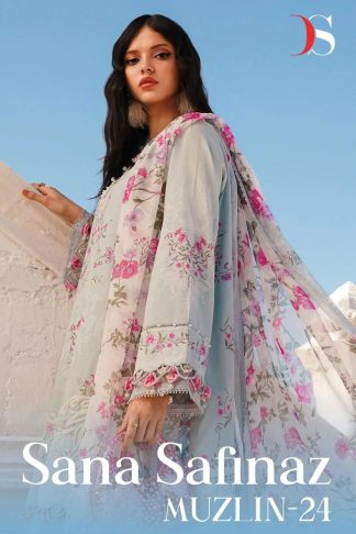 DEEPSY SANA SAFINAZ MUZLIN-24 TOP PATCH WORK PAKISTANI SUITS CATALOGUE