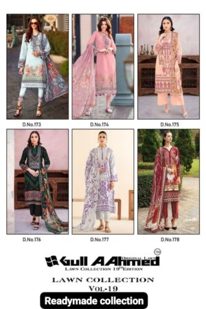 GULLAAHMED VOL 19 ORIGINAL LAWN READYMADE PAKISTANI KURTI DESIGN 2023