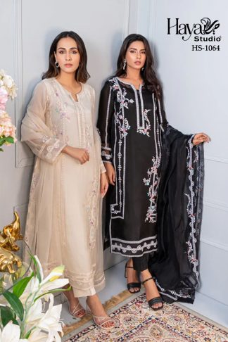 HAYA STUDIO HAYA 1064 HEAVY SILK ORGANZA CATALOGUE SUITS DESING