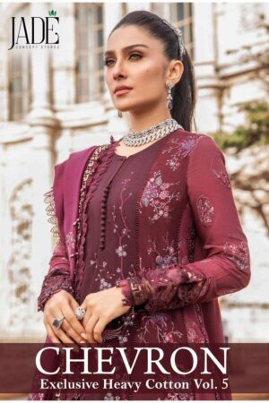 JADE CHEVRON EXCLUSIVE HEAVY COTTON VOL 5 LAWN CATALOGUE SUITS DESING