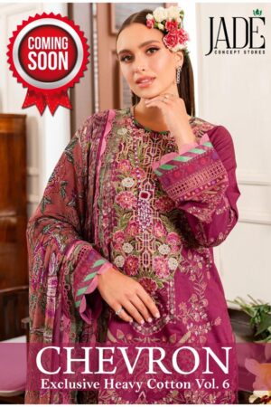 JADE CHEVRON EXCLUSIVE HEAVY COTTON VOL 6 PURE LAWN COTTON PAKISTANI SUITS