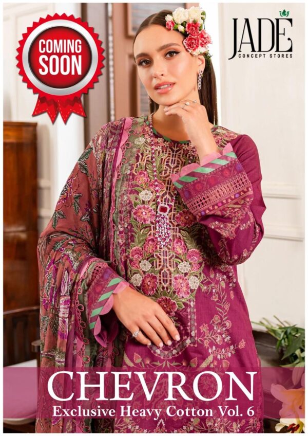 JADE CHEVRON EXCLUSIVE HEAVY COTTON VOL 6 PURE LAWN COTTON PAKISTANI SUITS