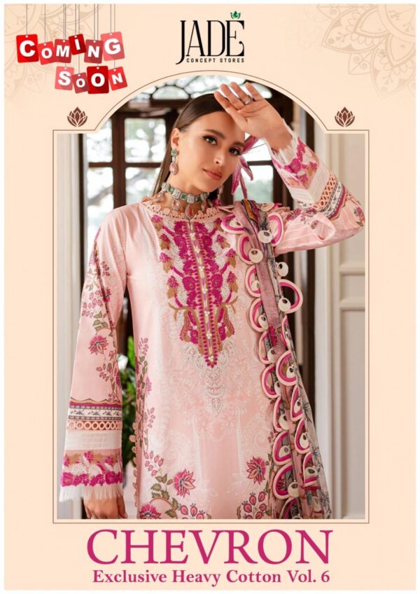 JADE CHEVRON EXCLUSIVE HEAVY COTTON VOL 6 PURE LAWN COTTON PAKISTANI SUITS