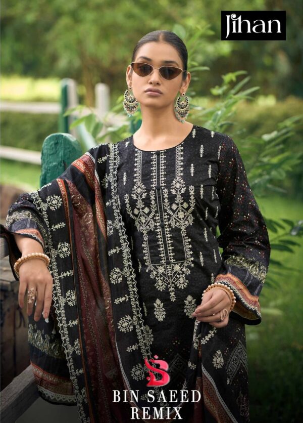 JIHAN PRESET BIN SAEED LAWN REMIX PURE LAWN PRINTED PAKISTANI SUITS WHOLESALE