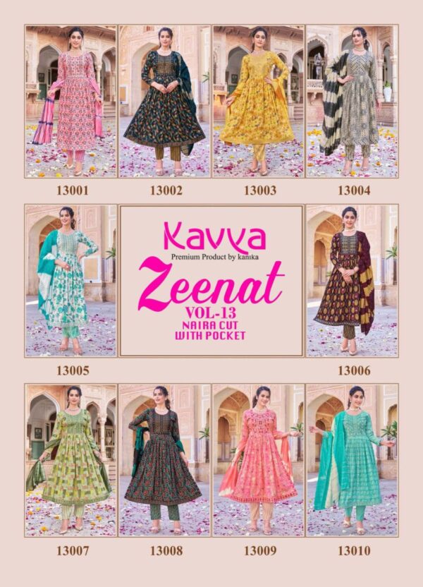 KAVYA ZEENAT VOL 13 NAIRA CUT READYMADE KURTI CATALOGUE