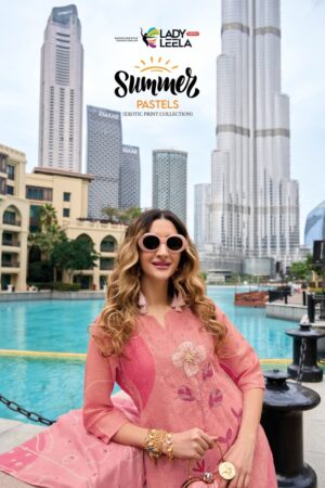 LADY LEELA SUMMER PASTELS READYMADE EMBROIDERY WHOLESALE SUITS SURAT