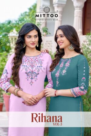 MITTOO RIHANA VOL 3 HEAVY READYMADE RAYON KURTI ONLINE WHOLESALE