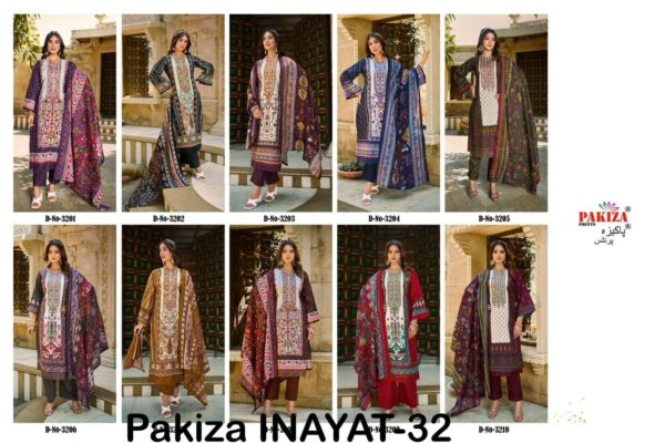 PAKIZA PRINTS INAYAT VOL-32 PAKISTANI LAWN COTTON SUITS WHOLESALE