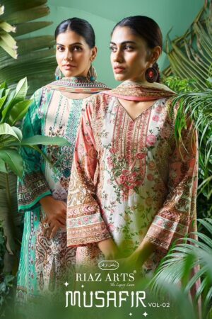 RIAZ ARTS MUSAFIR VOL 2 LAWN PRINTED UNSTITCHED SUITS BEST PRICE