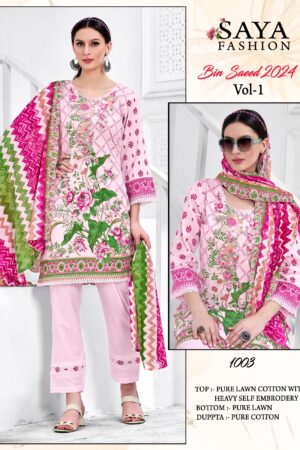 SAYA FASHION BINSAEED 2024 VOL-1 PREMIUM DESIGNER SALWAR SUITS ONLINE