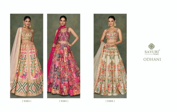 SAYURI DESIGNER ODHANI 5363 TO 5365 TAFETA SILK LEHNGA SET ONLINE