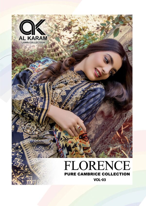 AL KARAM FLORENCE VOL 03 CAMBRIC COTTON WHOLESALE SUITS SURAT (1)